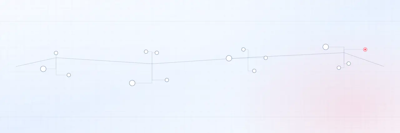 Generated band standing in for a team photograph: the six delivery stages drawn as one continuous rail.